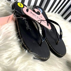 NWT Juicy Couture Black Glitter Flip Flops size 9